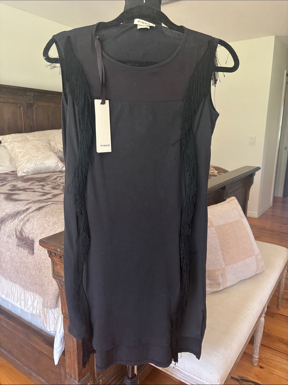 Pinko Black Fringe Shift Dress
